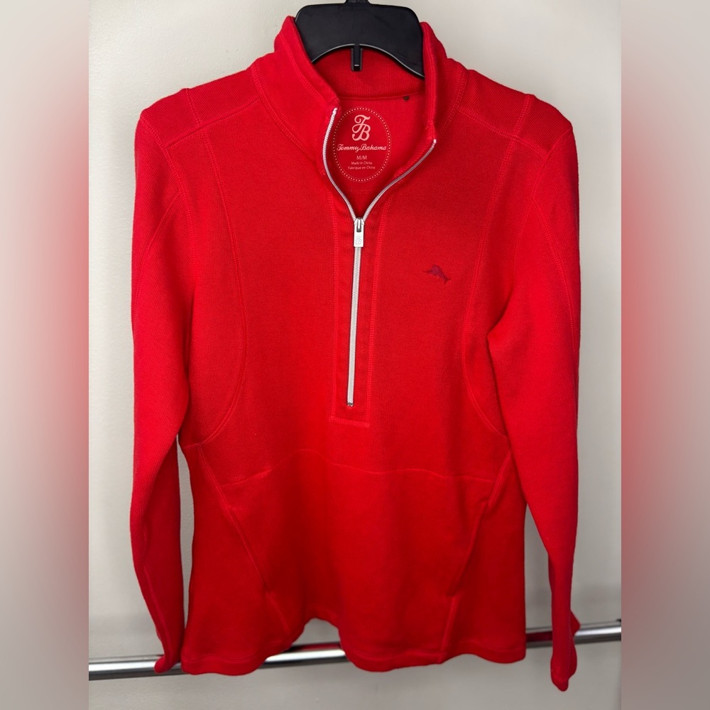 Tommy Bahama‎ Vibrant Red Aruba Zip-Up Sweater Size Medium